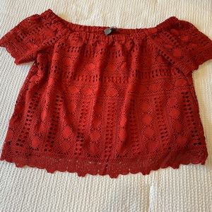 Someday in Brooklyn women’s orange red short sleeved blouse size extra large